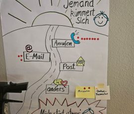 "jemand kümmert sich" Hübsch illustrierter Aushang "jemand kümmert sich"